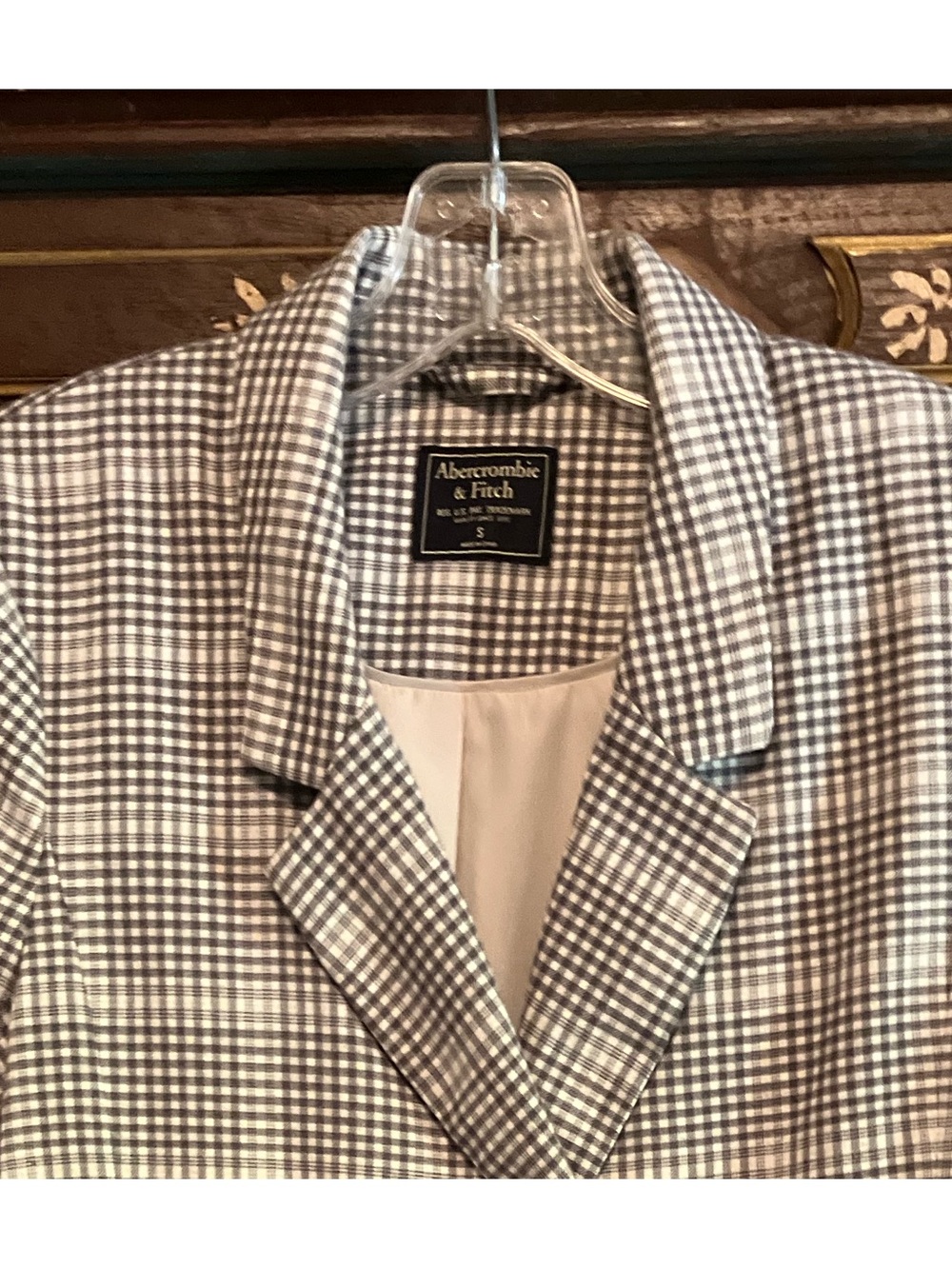 Abercrombie & Fitch Plaid Blazer in Olive, Tan and White